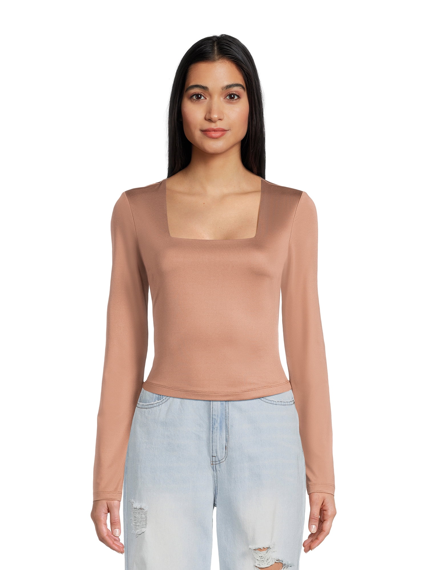 Madden NYC Juniors' Square Neck Top, Sizes XS-3XL