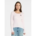 thumbnail image 1 of Madden NYC Women's Lace Trim Long Sleeve Henley Top, Sizes XXS-XXL, 1 of 5