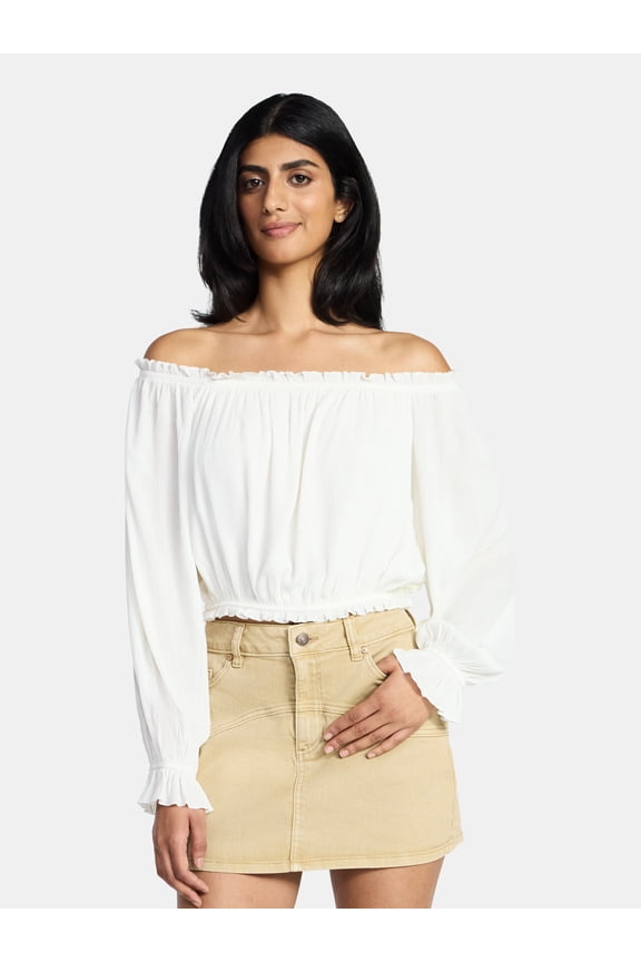 Women's Peasant Top with Long Sleeves, Sizes XXS-XXL