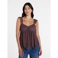 thumbnail image 1 of Madden NYC Floral Lace Babydoll Top with Flutter Sleeves, Sizes XXS-XXL, 1 of 5