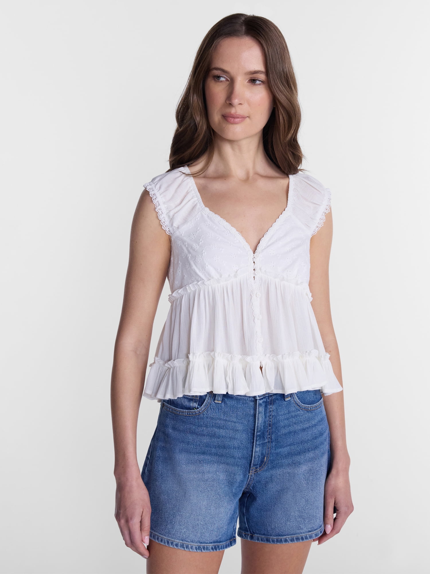 Madden NYC Women’s Lace Trim Top, Sizes XXS-XXL