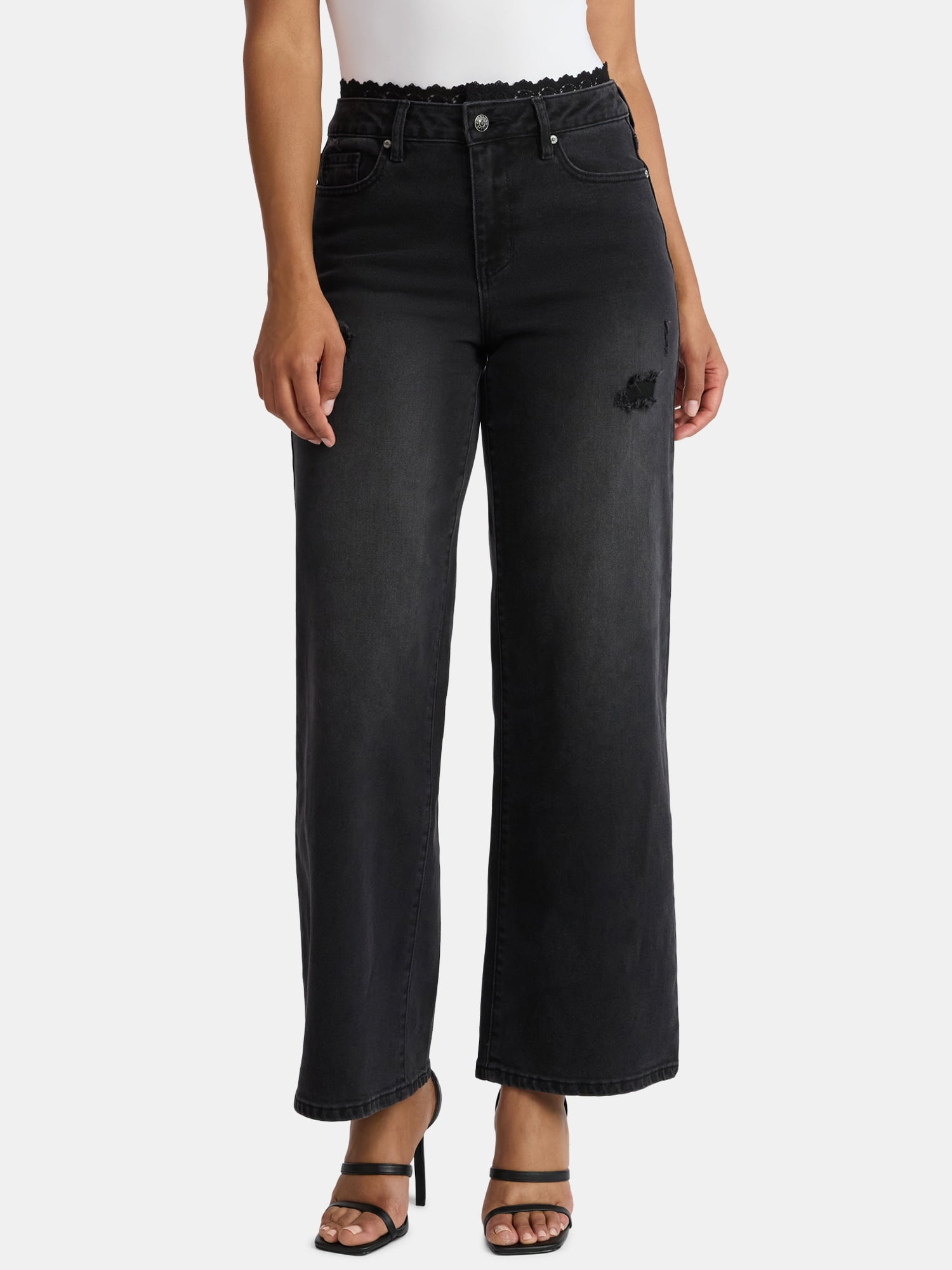 Madden NYC Women's Drawstring Utility Jeans, 32'' Inseam