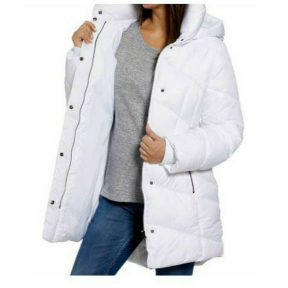 Madden NYC Ladies' Pillow Collar Coat (White, M)