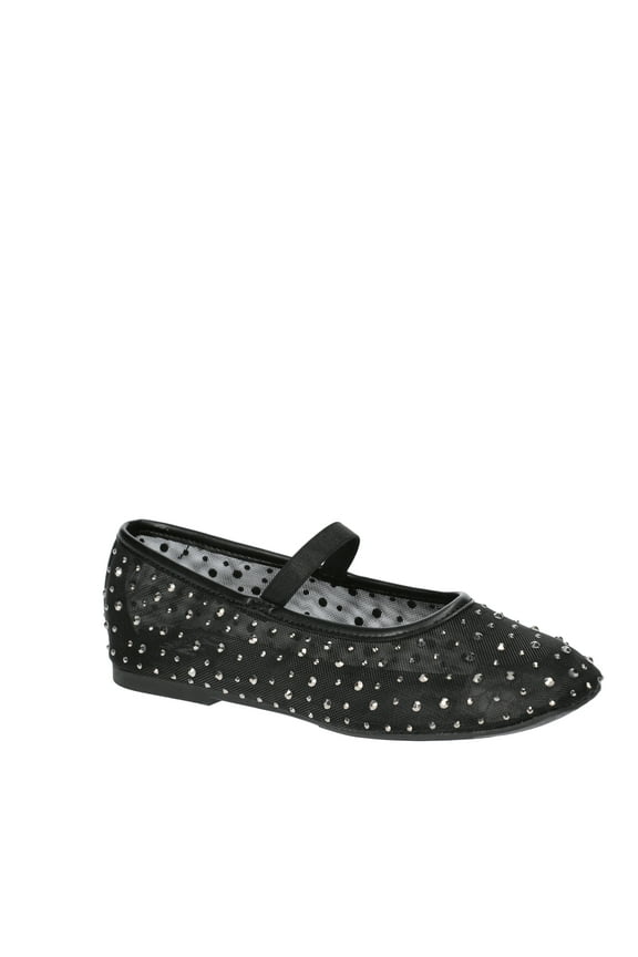 Little Girls and Big Girls Mesh Rhinestone Ballet Flats