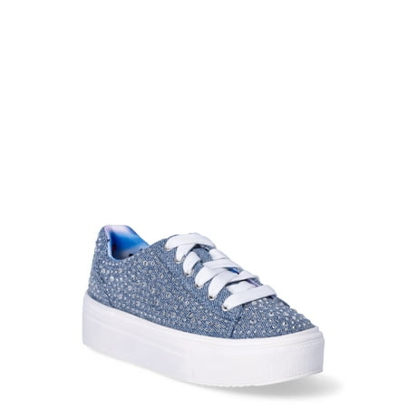 Madden NYC Little Girls' Padded Sock Medium Low Court Sneaker, Denim, 13