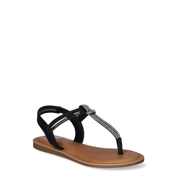 Madden NYC Little and Big Girls' Rhinestone T-Strap Sandals