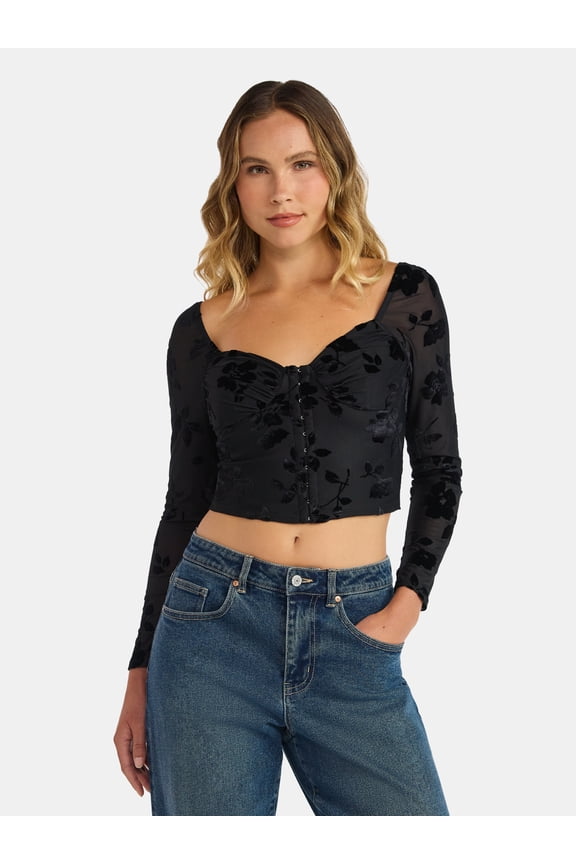 Women's Corset Top with Long Sleeves, Sizes XXS-XXL
