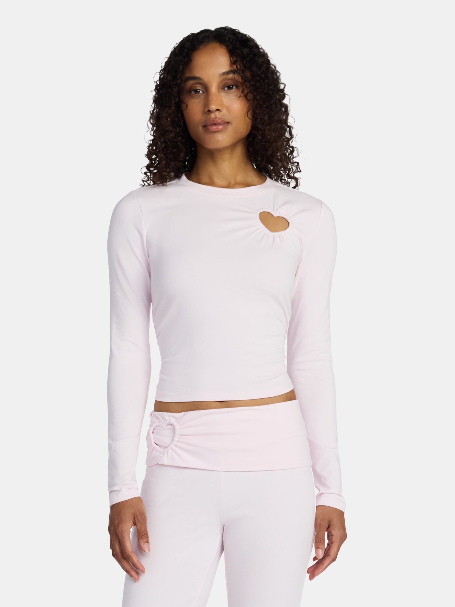 Madden NYC Women's Heart Top with Long Sleeves, Sizes XXS-XXL