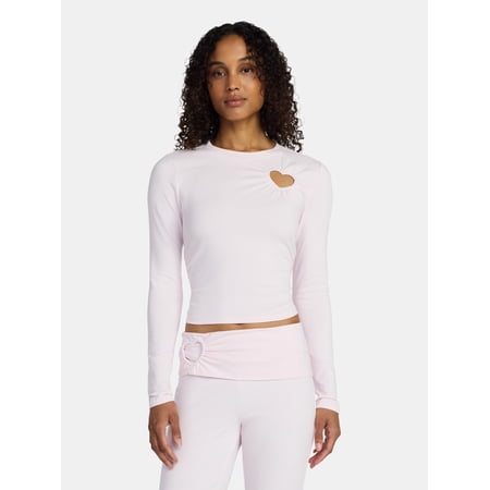 Madden NYC Women’s Heart Top with Long Sleeves, Sizes XXS-XXL