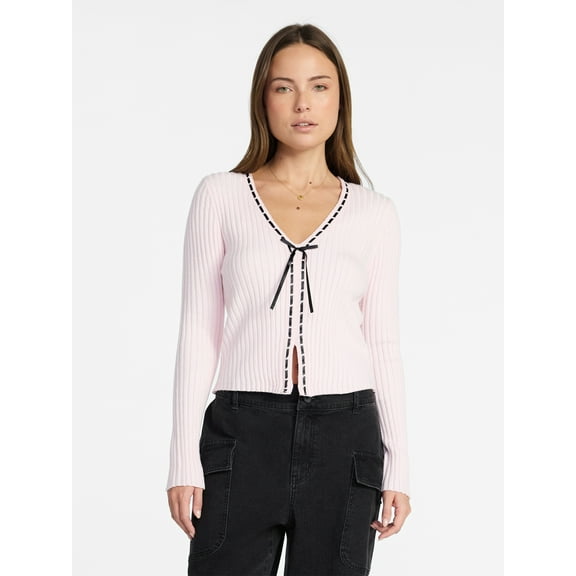 Madden NYC Women's Tie Front Top with Long Sleeves, Sizes XXS-XXL