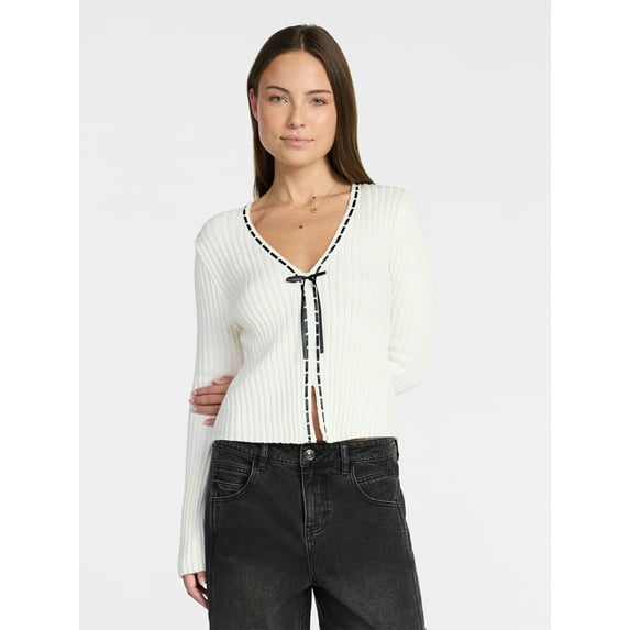 Madden NYC Women's Tie Front Top with Long Sleeves, Sizes XXS-XXL