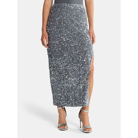 Madden NYC Women's Sequin Velour Maxi Skirt, Sizes XXS-XXL