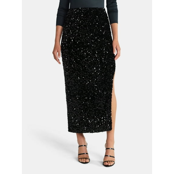 Madden NYC Women's Sequin Velour Maxi Skirt, Sizes XXS-XXL