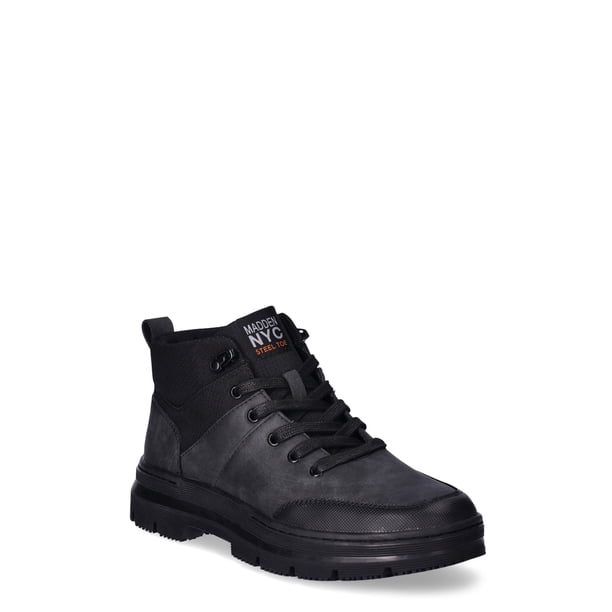 Men\'s Madden NYC Black Leather Lace-Up Boots s-l400.jpg main image 2