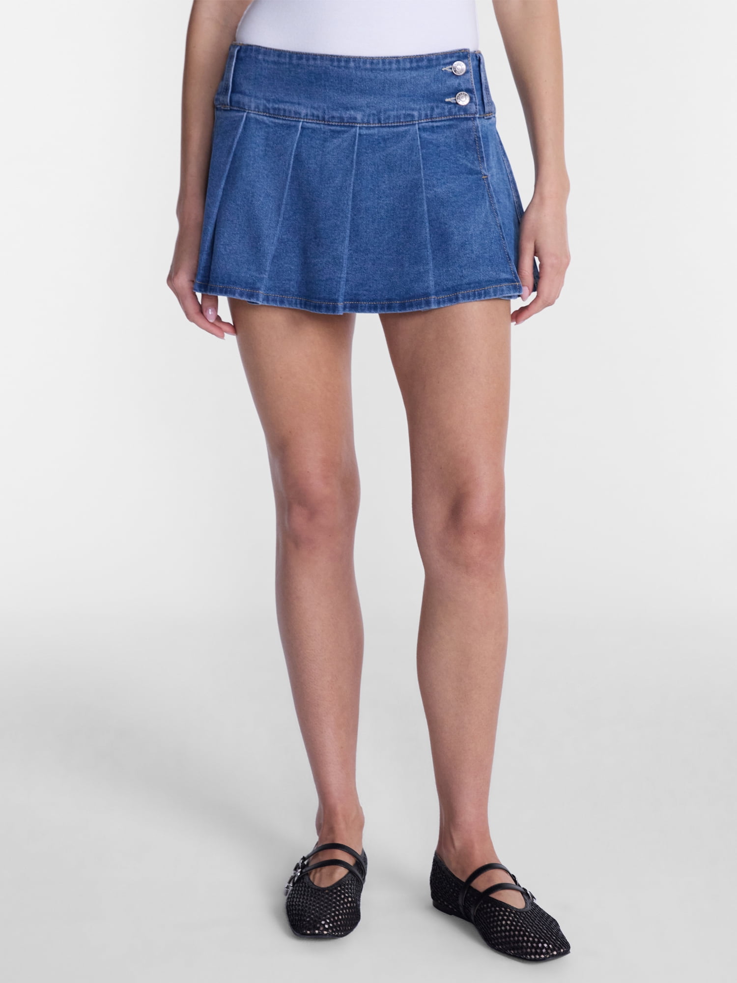 Madden NYC Women’s Micro Denim Pleated Skort, Sizes XXS-XXL