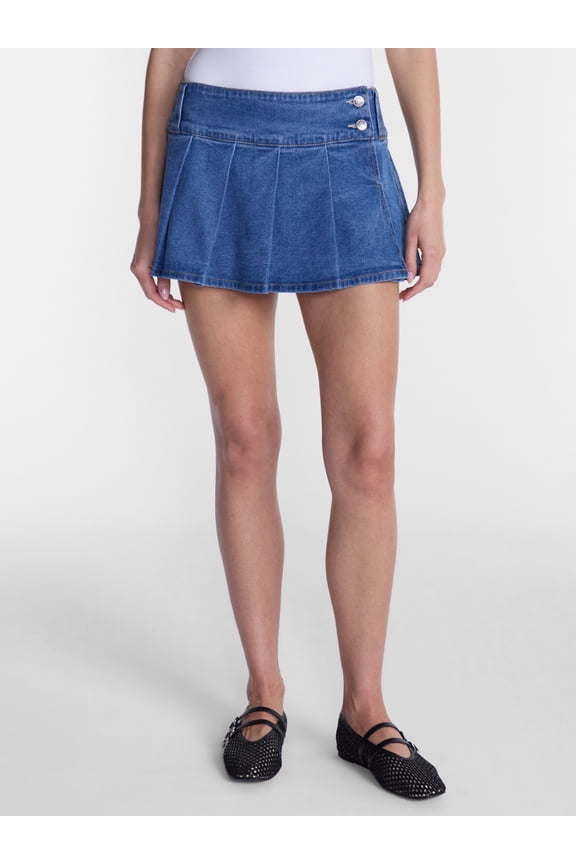 Women’s Micro Denim Pleated Skort, Sizes XXS-XXL