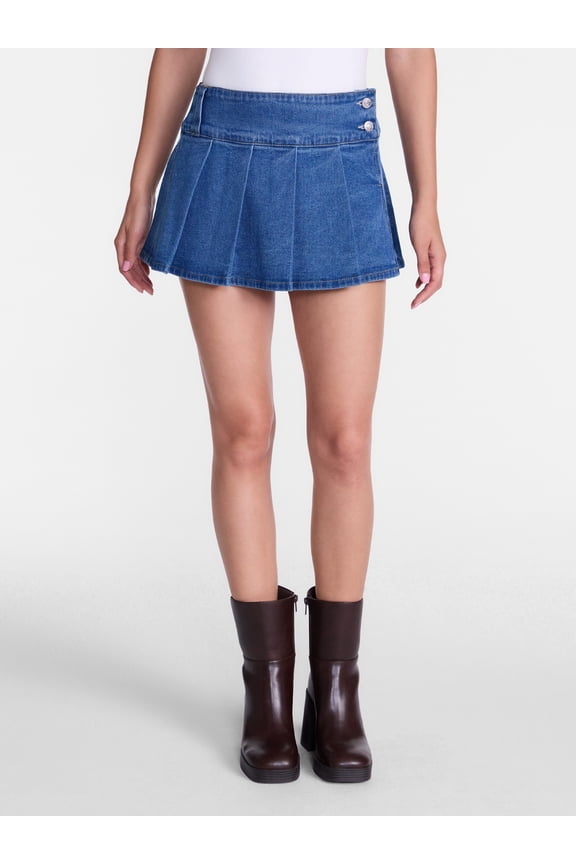 Women’s Micro Denim Pleated Skort, Sizes XXS-XXL