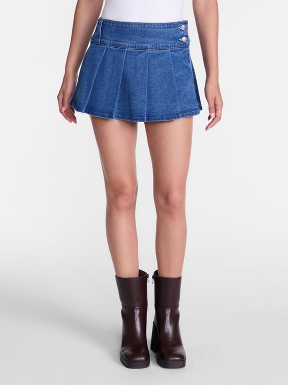 Women’s Micro Denim Pleated Skort, Sizes XXS-XXL