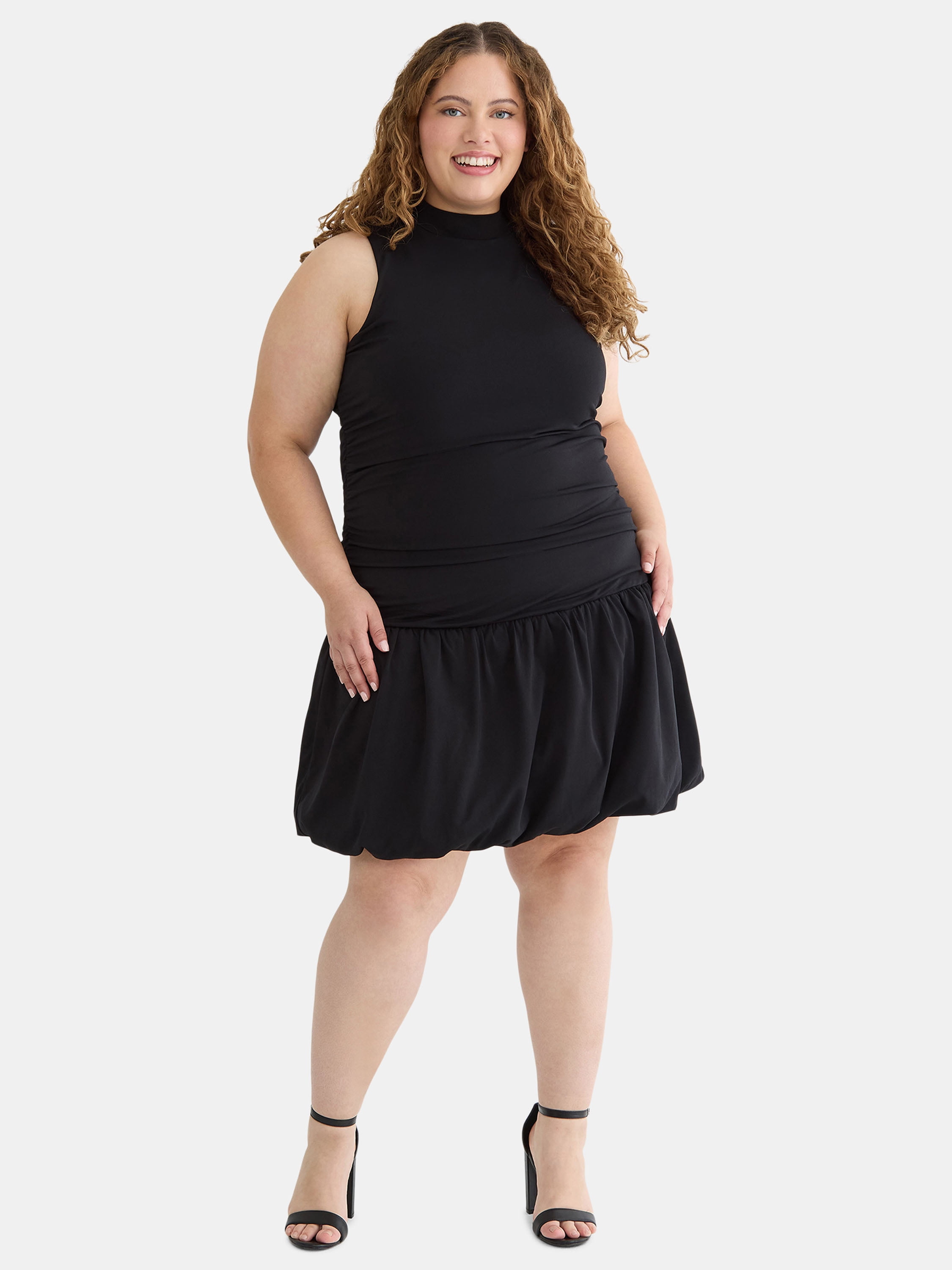 Madden NYC Plus Size Mock Neck Bubble Dress