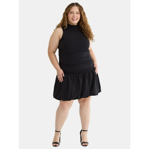Madden NYC Women’s Plus Mock Neck Bubble Dress, Sizes 1X-4X