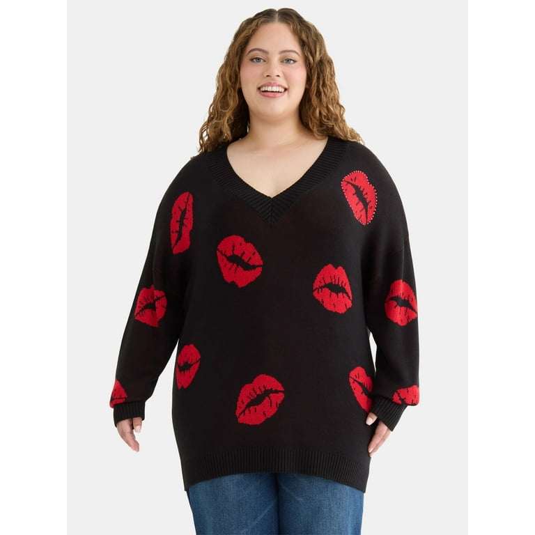 Madden NYC Women's Plus Oversized Printed Sweater Madden NYC Women's Plus Oversized Printed Sweater
