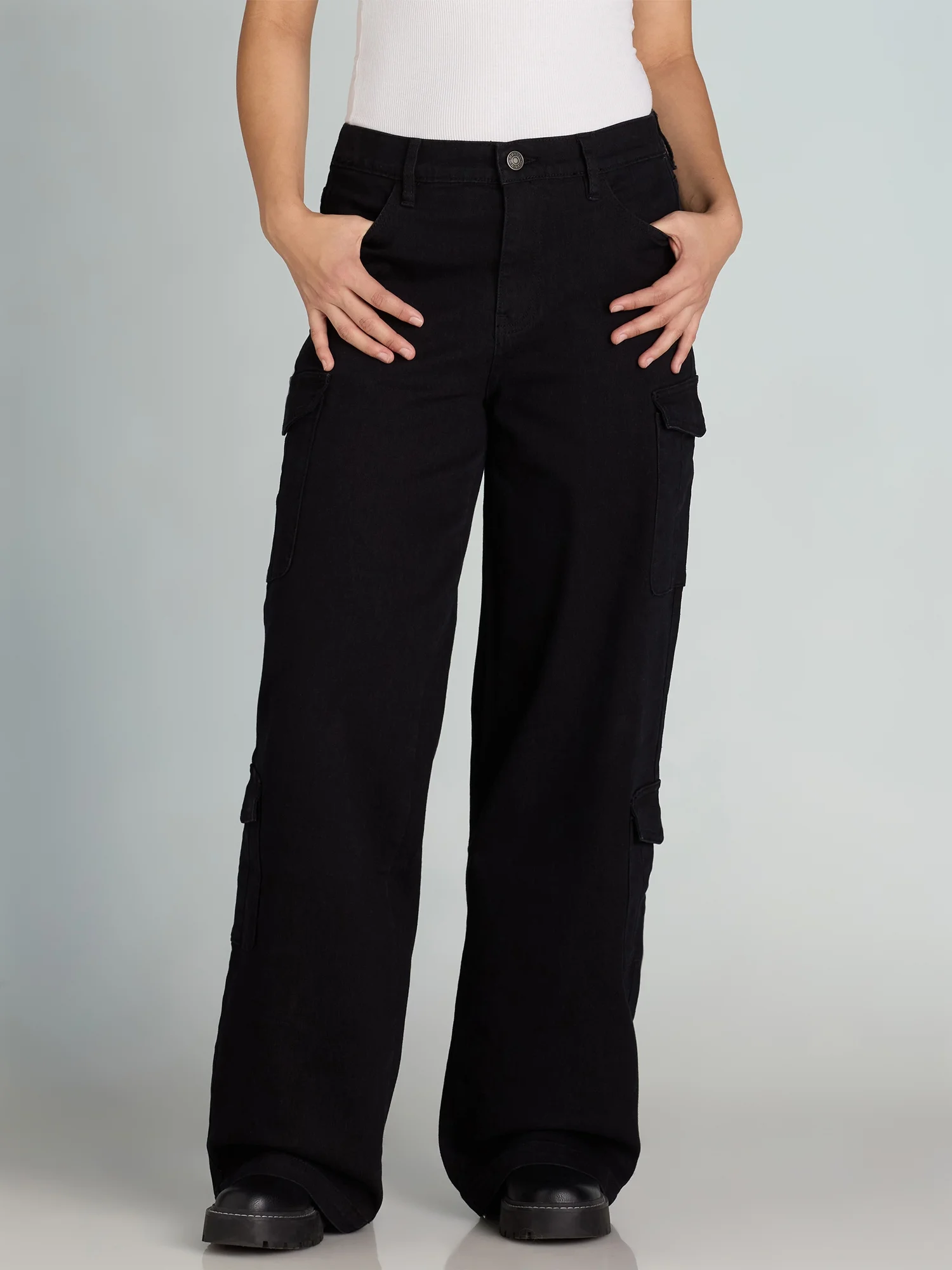 Madden NYC Oversized Cargo Jeans, Women's and Women's Plus