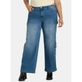 thumbnail image 1 of Madden NYC Oversized Cargo Jeans, Women's and Women's Plus, 1 of 6