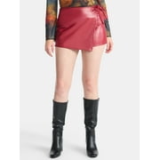 MADDEN NYC Women's Faux Leather Wrap Skort