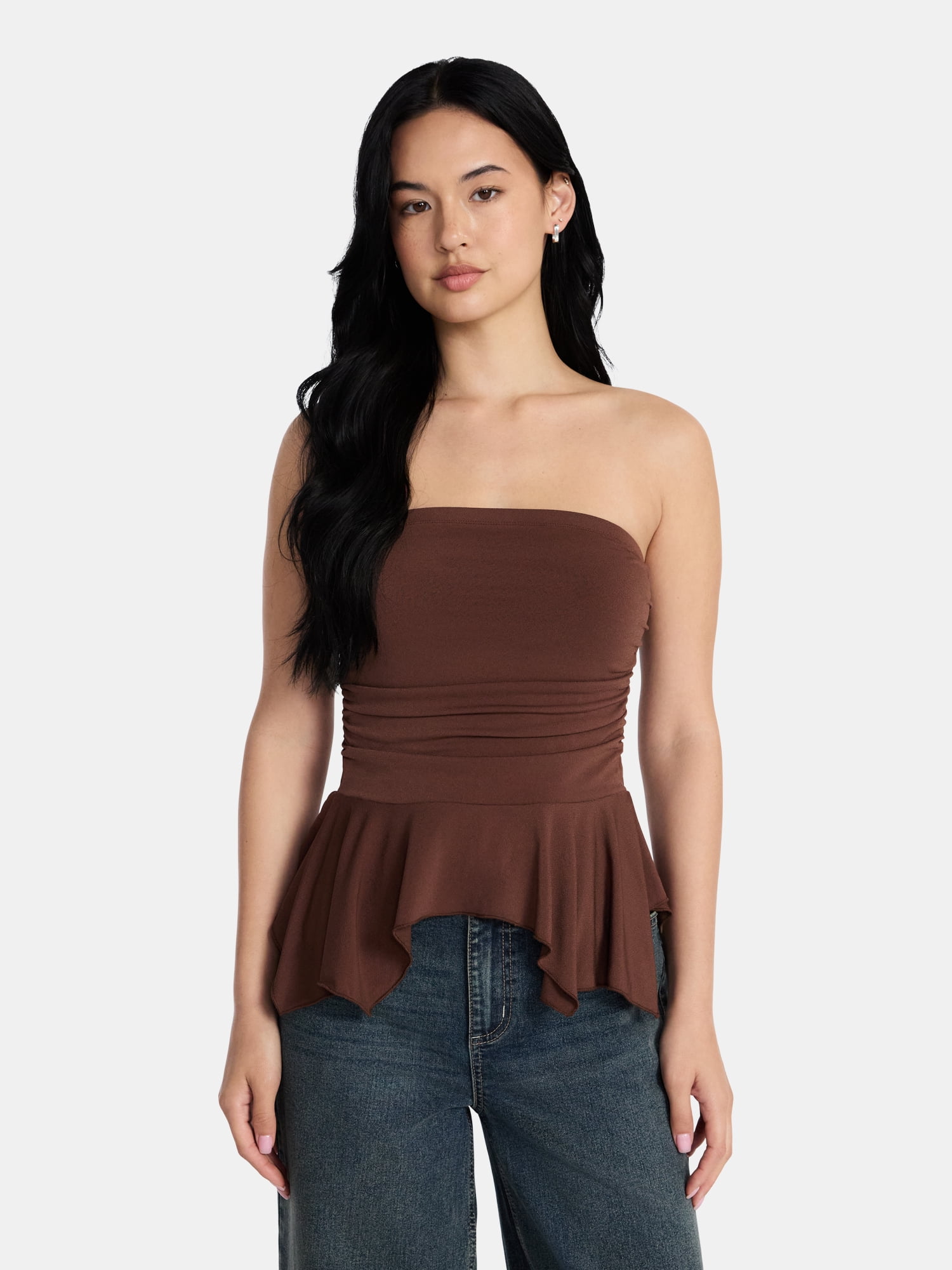 Madden NYC Women’s Peplum Tube Top, Sizes XXS-XXL