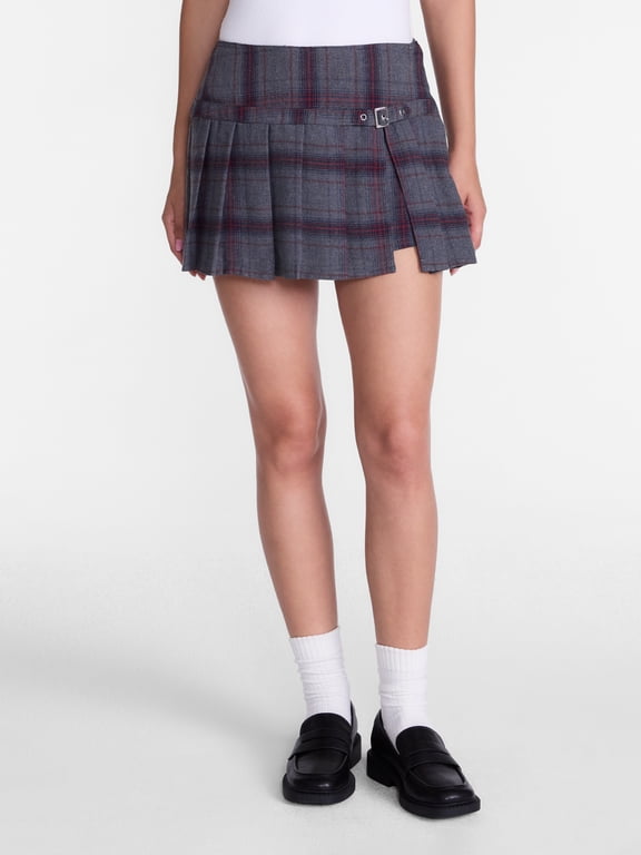 Women’s Pleated Plaid Mini Skirt, Sizes XXS-XXL