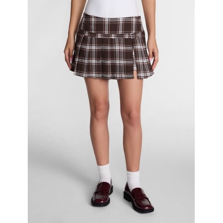 Madden NYC Women’s Pleated Plaid Mini Skirt, Sizes XXS-XXL