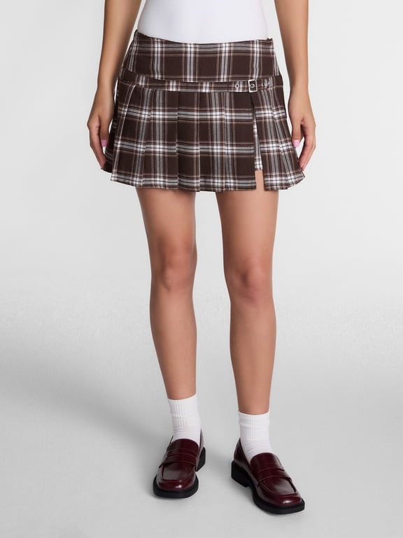 Women’s Pleated Plaid Mini Skirt, Sizes XXS-XXL