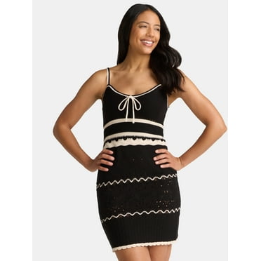 Madden NYC Women's Pointelle Knit Stripe Mini Dress, Sizes XXS-XXL