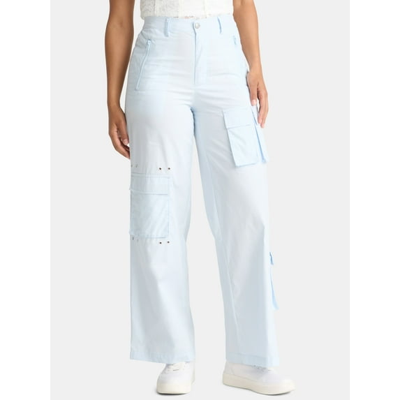 Madden NYC Women’s Poplin Utility Cargo Pants, 32'' Inseam, Sizes XXS-2XL