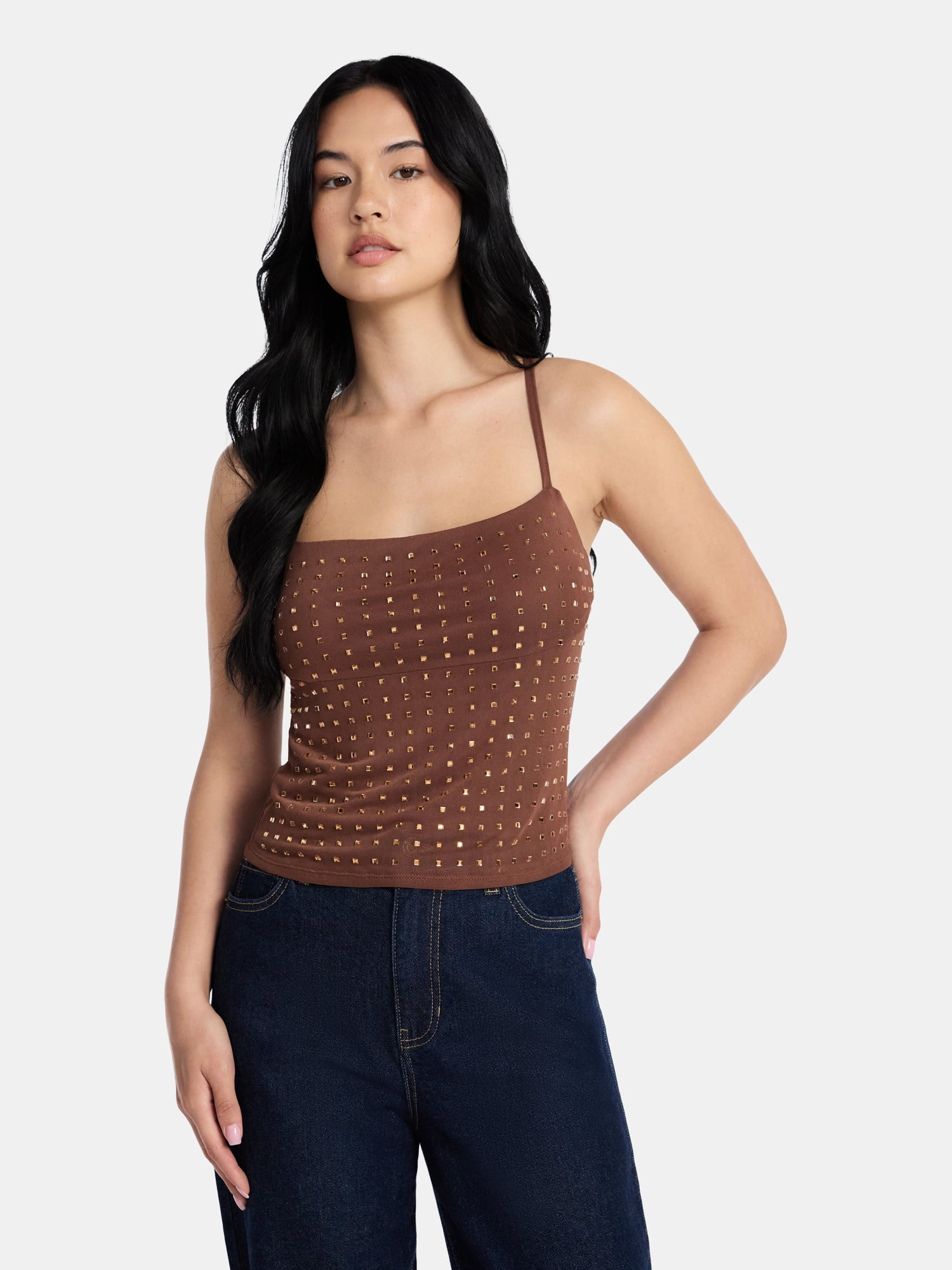 Madden NYC Rhinestone Cami, Womens