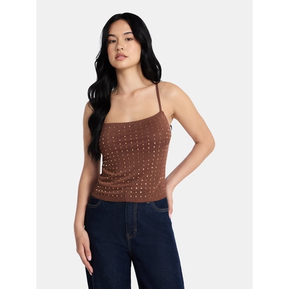 Madden NYC Rhinestone Cami, Womens