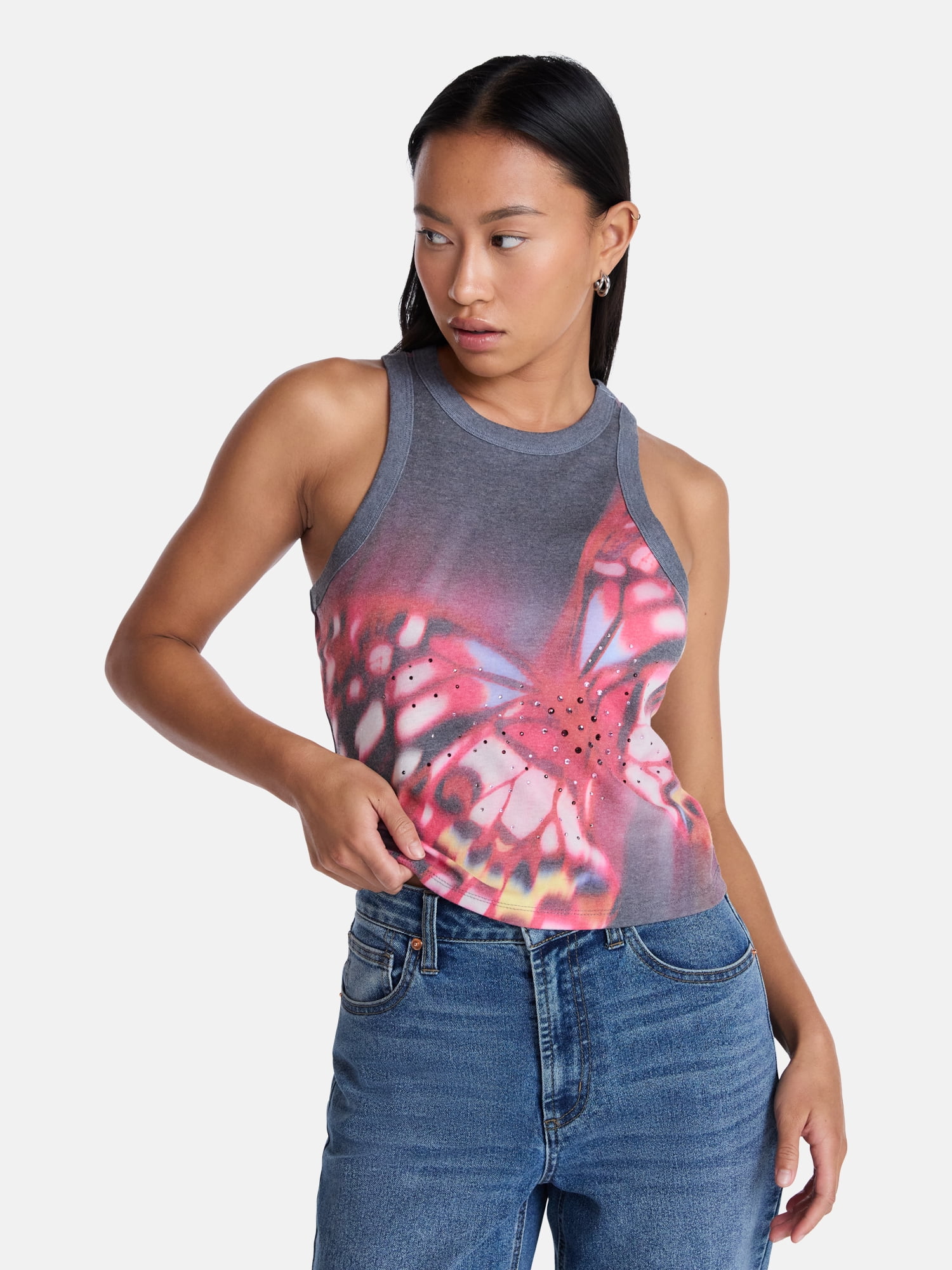 Madden NYC Women's Rhinestone Tank Top, Sizes XXS-XXL