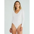 thumbnail image 1 of Madden NYC Women's Ruched Sculpting Bodysuit with Long Sleeves, Sizes XXS-XXL, 1 of 5
