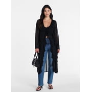Women’s Ruffle Sheer Tie Front Duster with Long Sleeves, Sizes XXS-XXL deal from Walmart