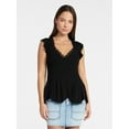 thumbnail image 1 of Madden NYC Women's Lace Trim Babydoll Top, Sizes XXS-XXL, 1 of 5