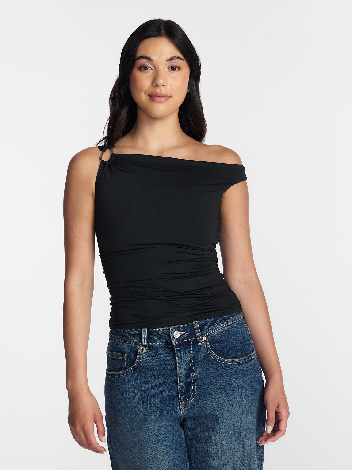 Madden NYC Women's Sleeveless Ruched Top, Sizes XXS-XXL
