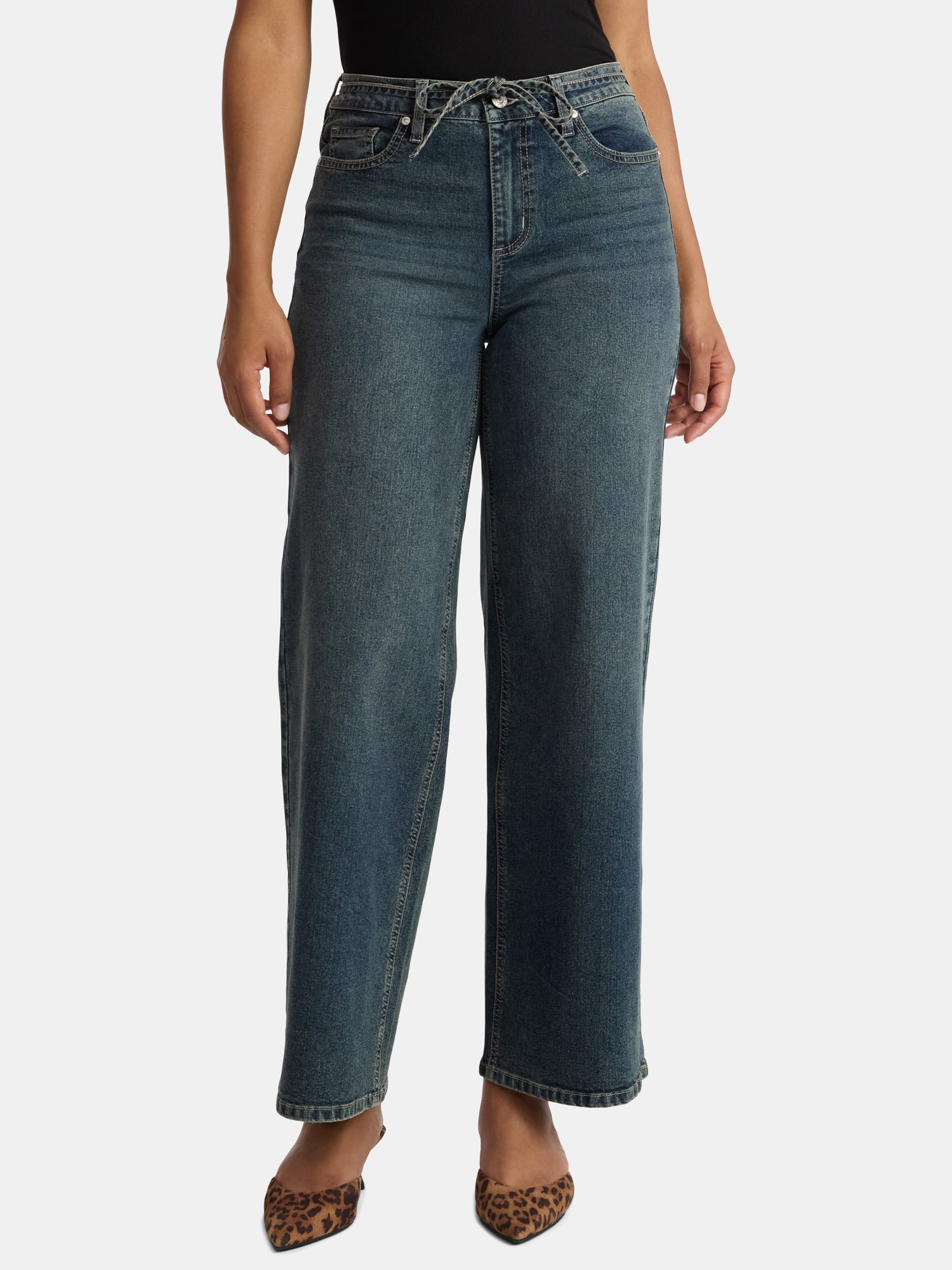 Madden NYC Women's Tie Belt Jeans, 32" Inseam, Sizes 00-18