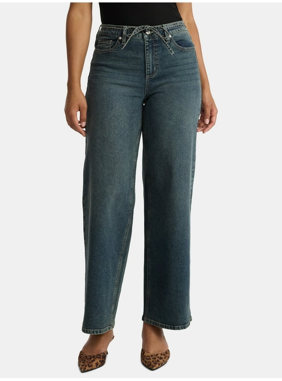 Women's Tie Belt Jeans, 32" Inseam, Sizes 00-18