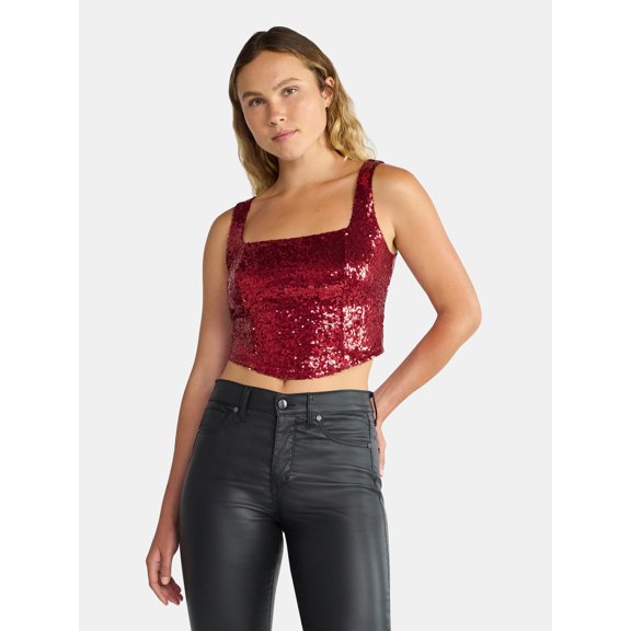 Madden NYC Sequin Corset Top, Women's