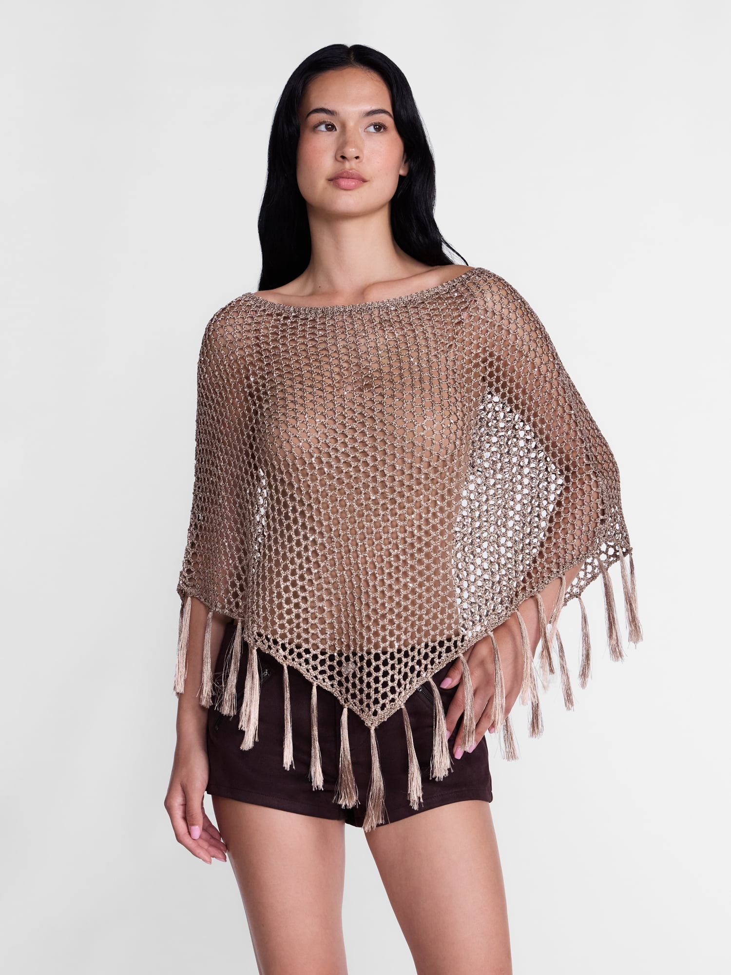 Madden NYC Women's Sequin Poncho, Sizes XS-XXL