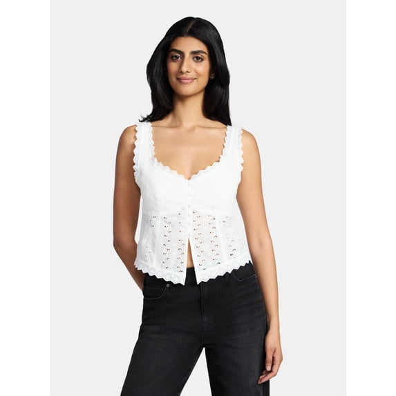 Madden NYC Sleeveless Eyelet Tank, Womens