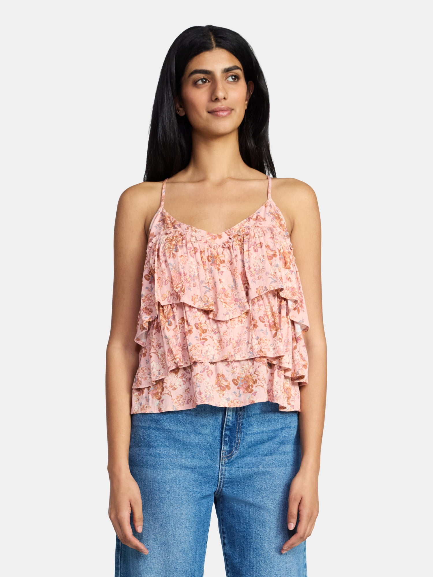 Madden NYC Women's Sleeveless Tiered Tank Top, Sizes XXS-XXL
