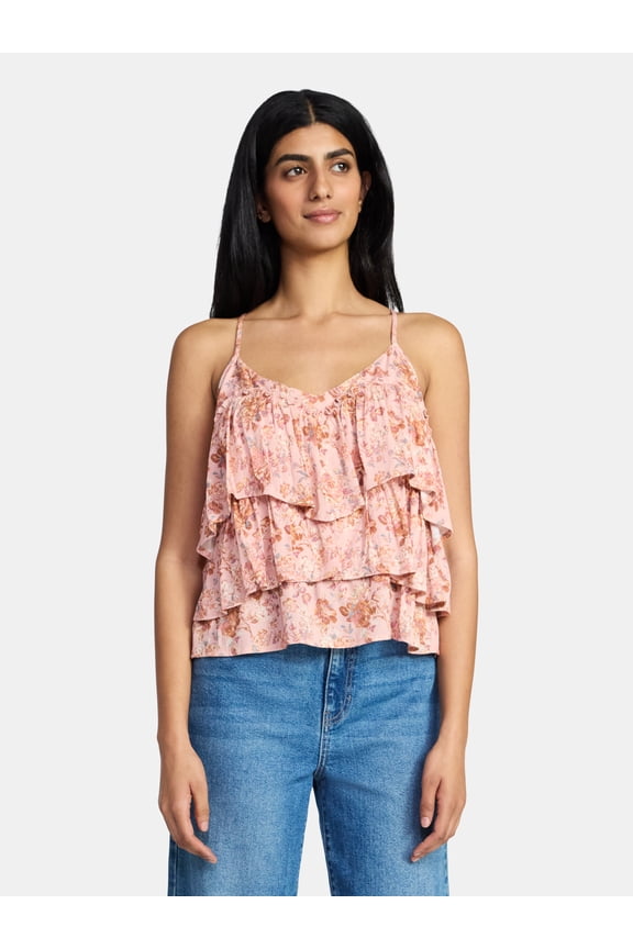 Women's Sleeveless Tiered Tank Top, Sizes XXS-XXL