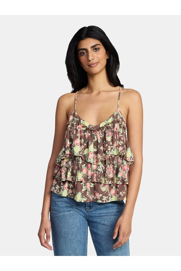 Women's Sleeveless Tiered Tank Top, Sizes XXS-XXL