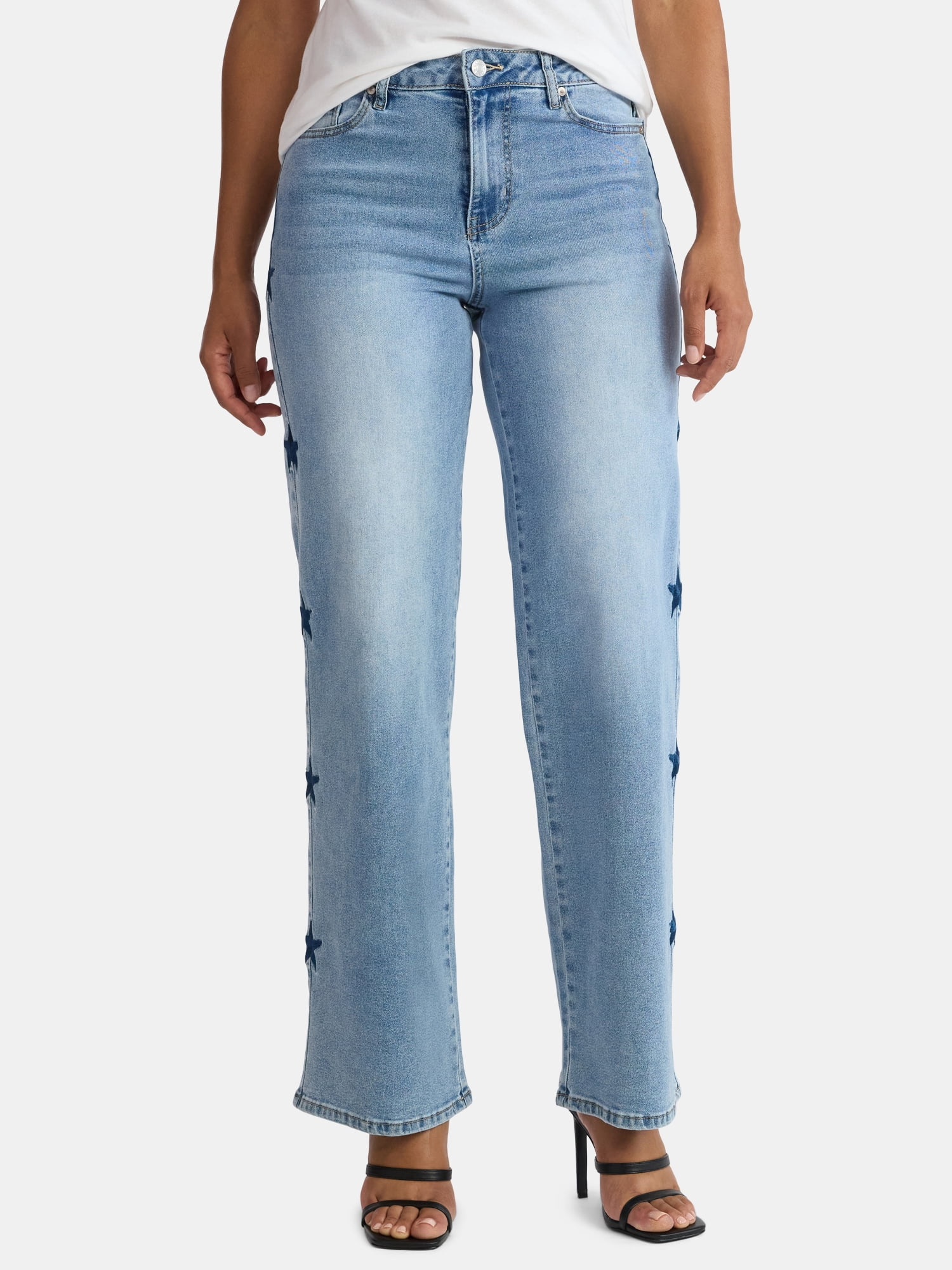 Madden NYC Women's Ultra 90s Fit Jeans with Embroidery, 32" inseam, Sizes 00-18